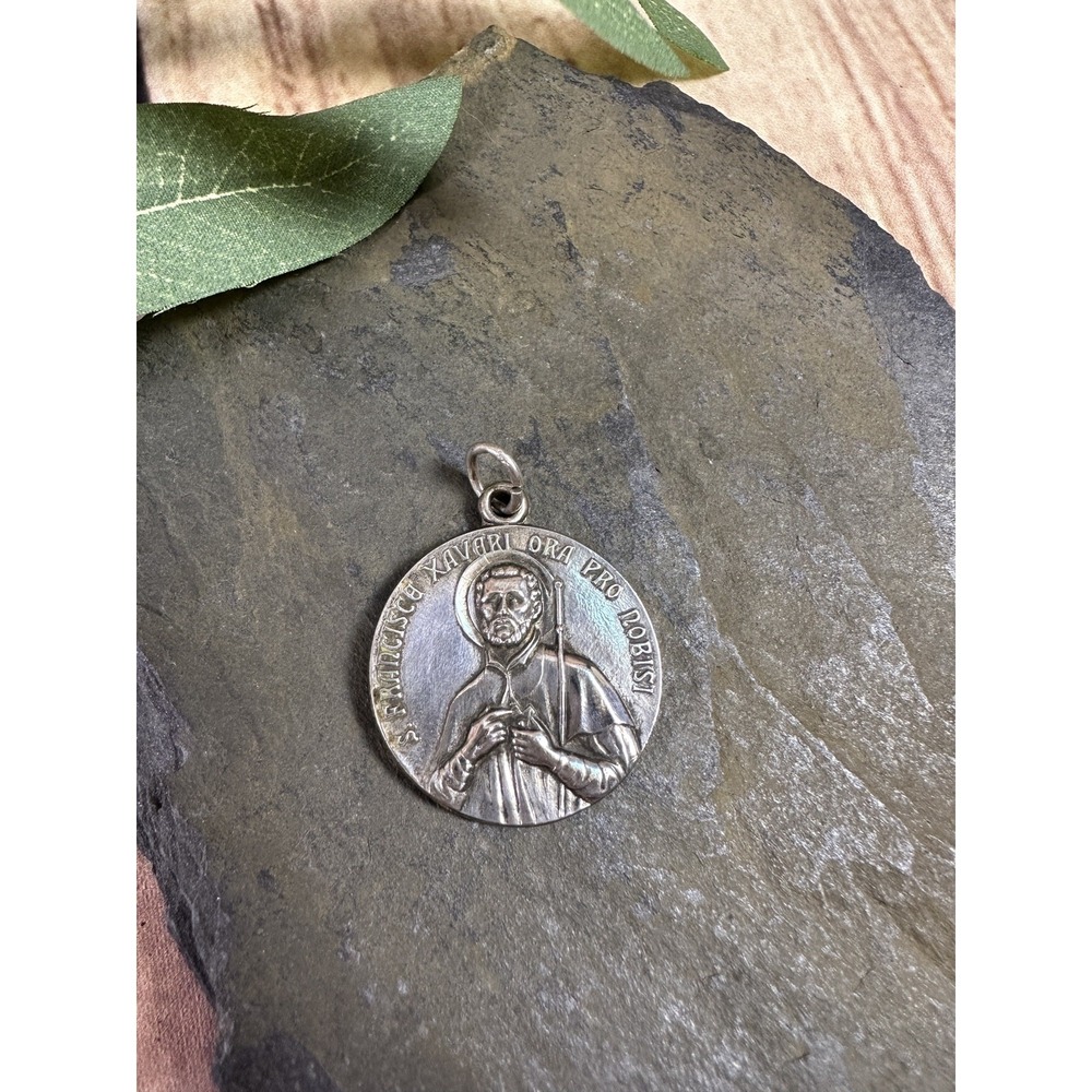 St. Francis Xavier Sterling Silver Saint Religious Pendant Medal Charm OPN